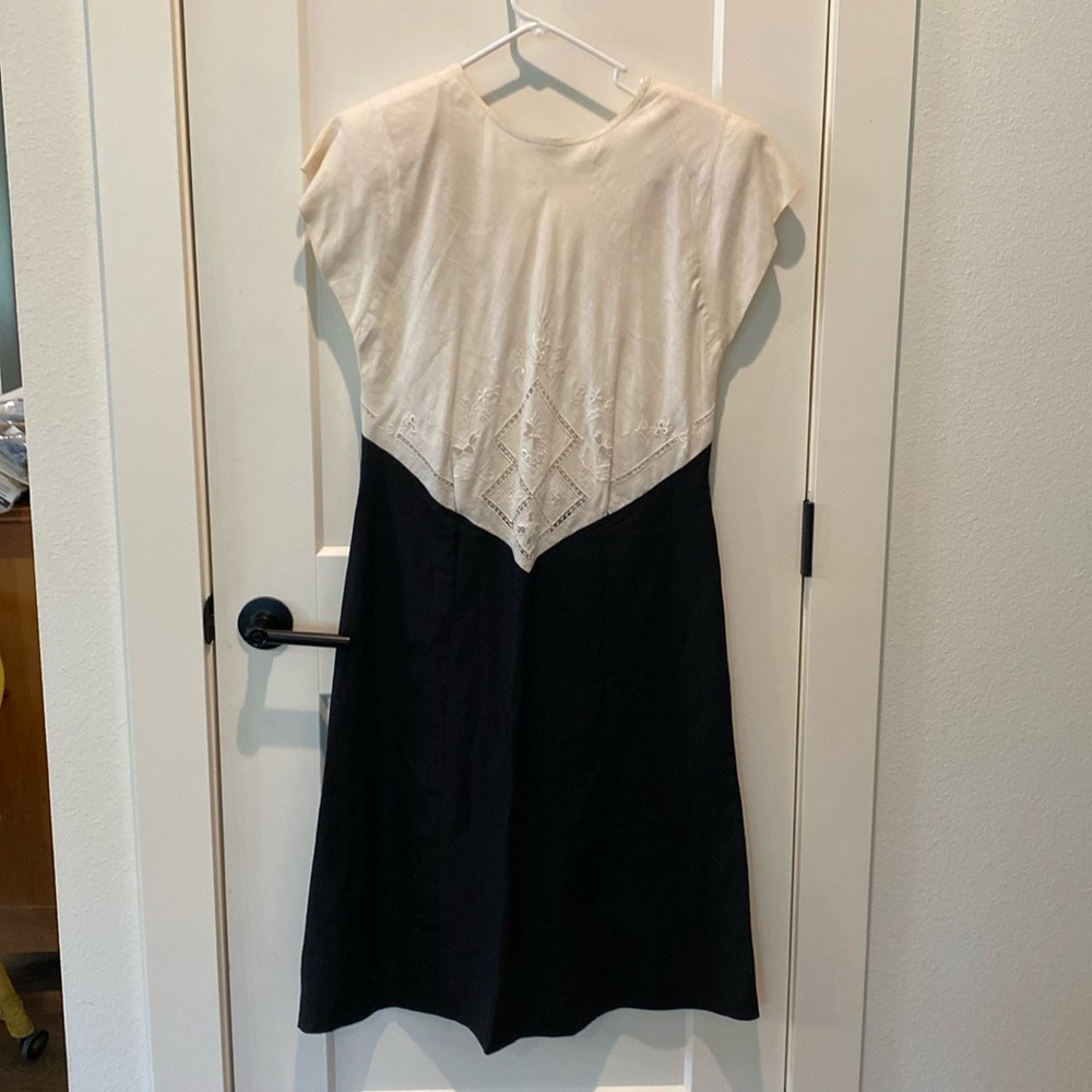 David Warren Vintage Black/White Ladies Dress.  Size 10.  Ramie/Cotton‎ Blend